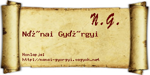 Nánai Györgyi névjegykártya